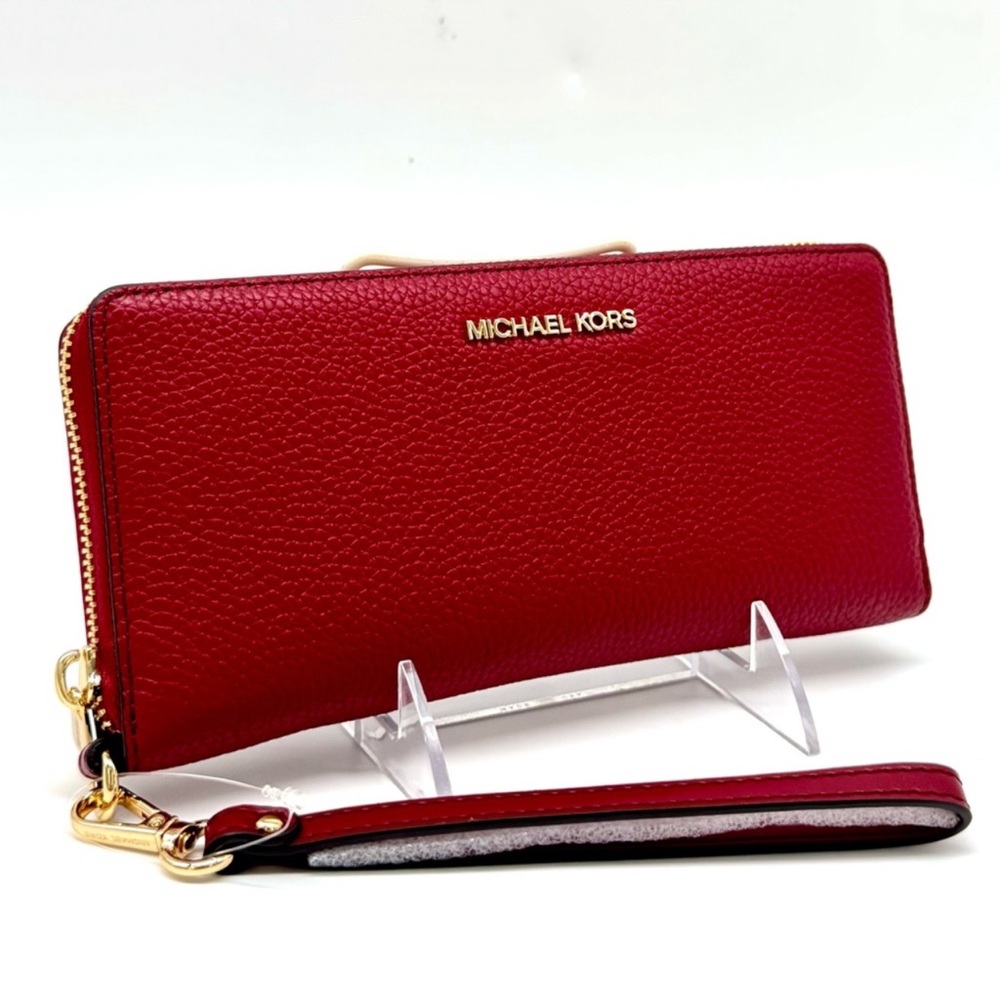 Michael Kors Large Jet Set Travel Signature Continental Wallet - Cherry - Picture 3 of 8